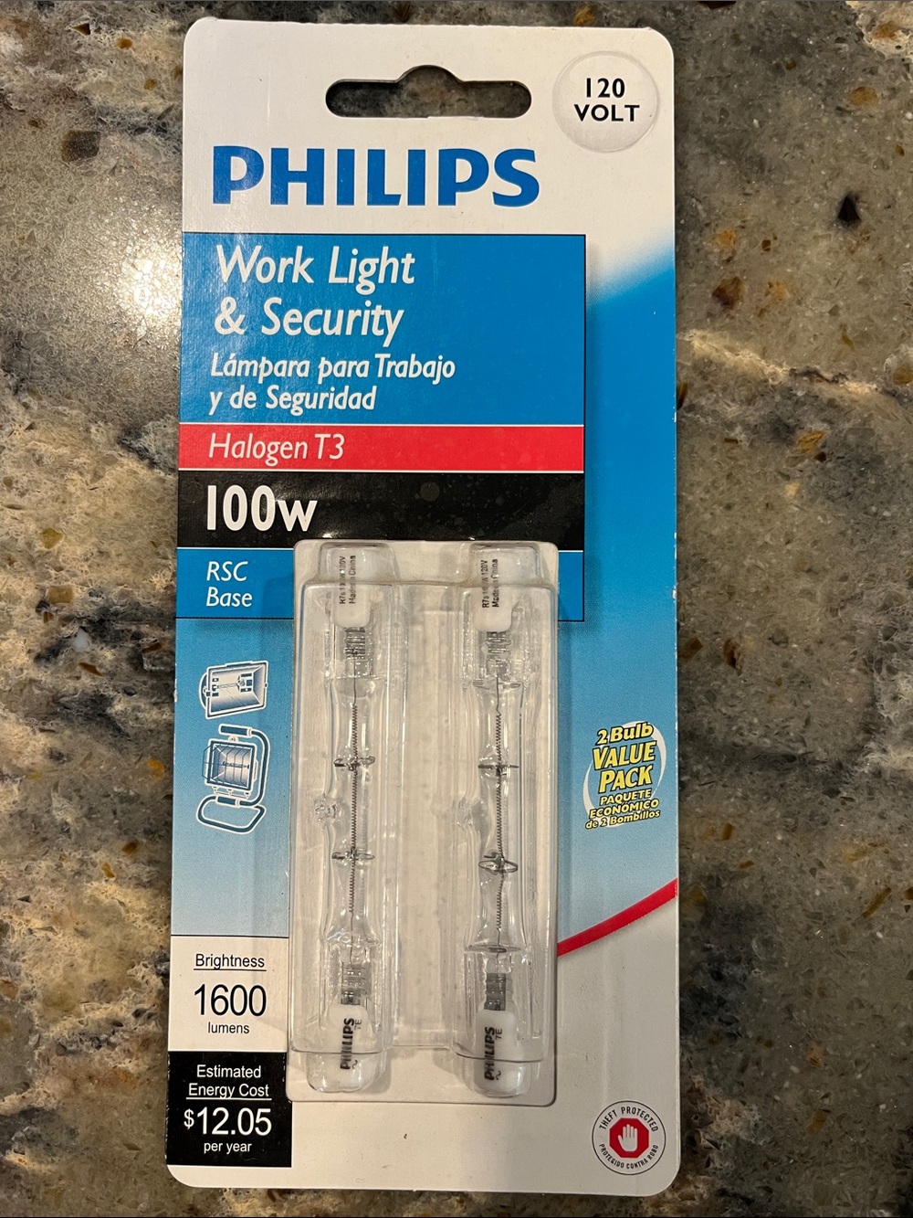 Phillips Work Light & Security 100W T3 2 Pack